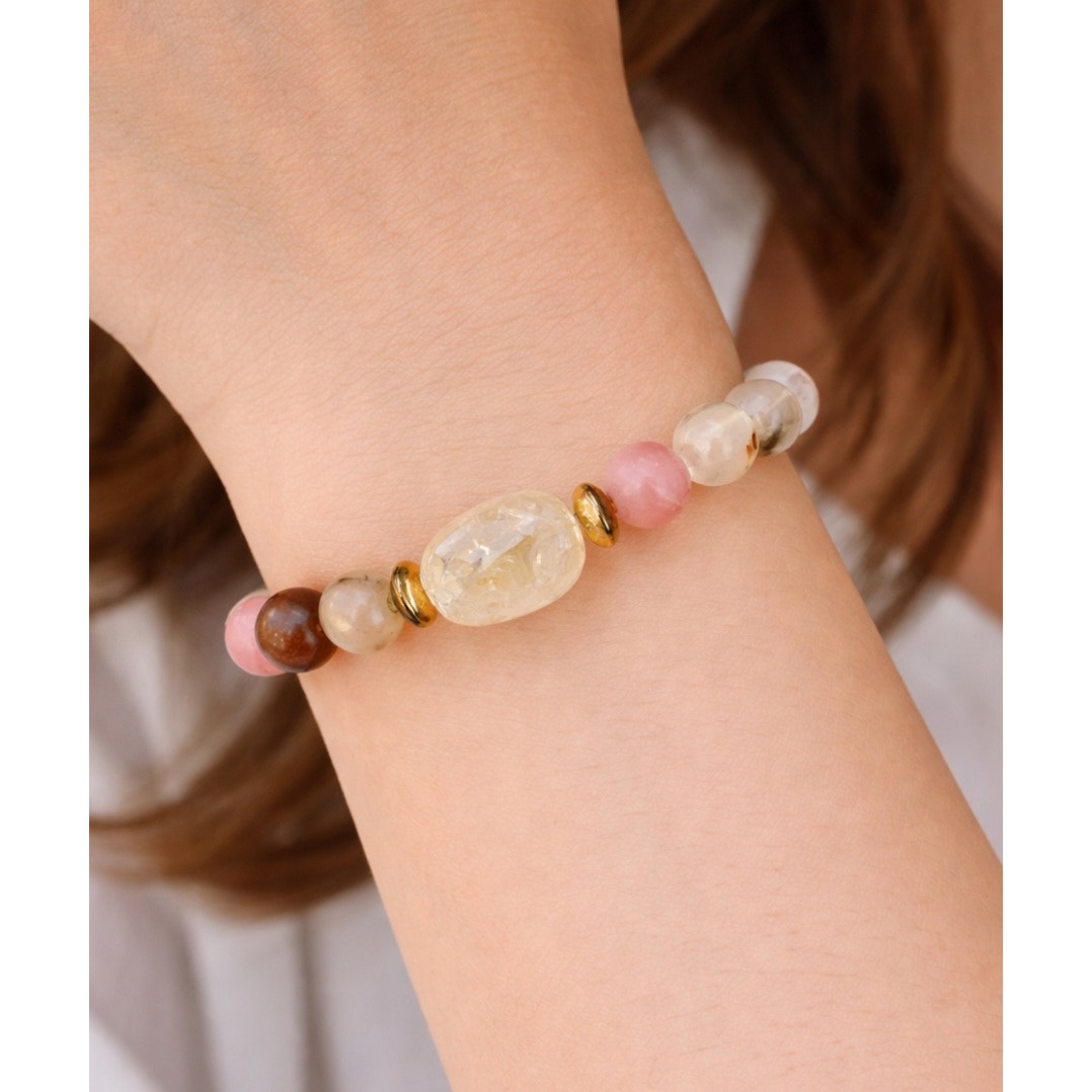Pomina Semi Precious Beaded Stretch Bracelet New 14$